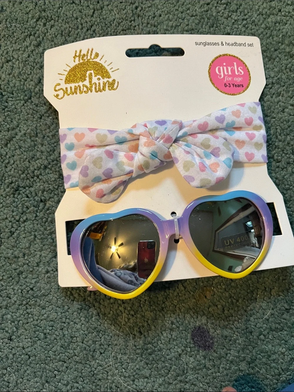 Girls Pastel colored headband with Heart Sunglasses